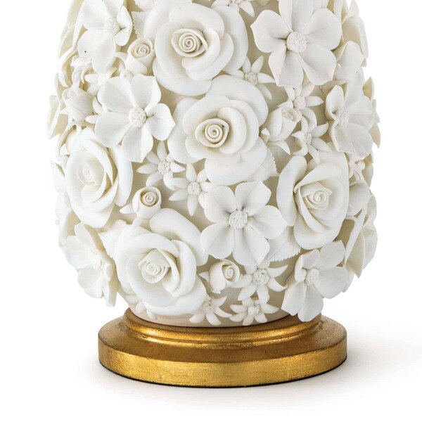 Antique brushed gold base of a flower lamp